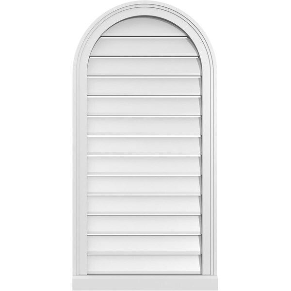 Ekena Millwork Round Top Surface Mount PVC Gable Vent: Functional, w/ 2"W x 2"P Brickmould Sill Frame, 20"W x 40"H - GVPRT20X4003SF