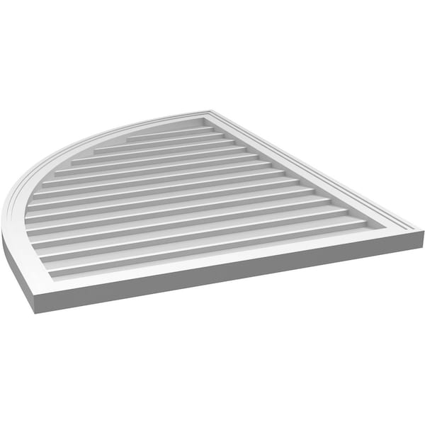 Ekena Millwork Quarter Round Top Left Surface Mount PVC Gable Vent w/ 2"W x 1-1/2"P Brickmould Frame, 32"W x 40"H - GVPQL32X4002SN