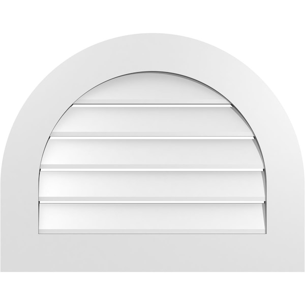 Ekena Millwork Round Top Surface Mount PVC Gable Vent: Functional, w/ 3-1/2"W x 1"P Standard Frame, 28"W x 22"H - GVPRT28X2201SF