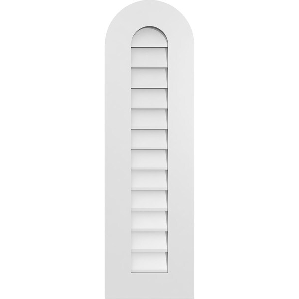 Ekena Millwork Round Top Surface Mount PVC Gable Vent: Non-Functional, w/ 3-1/2"W x 1"P Standard Frame, 12"W x 40"H - GVPRT12X4001SN