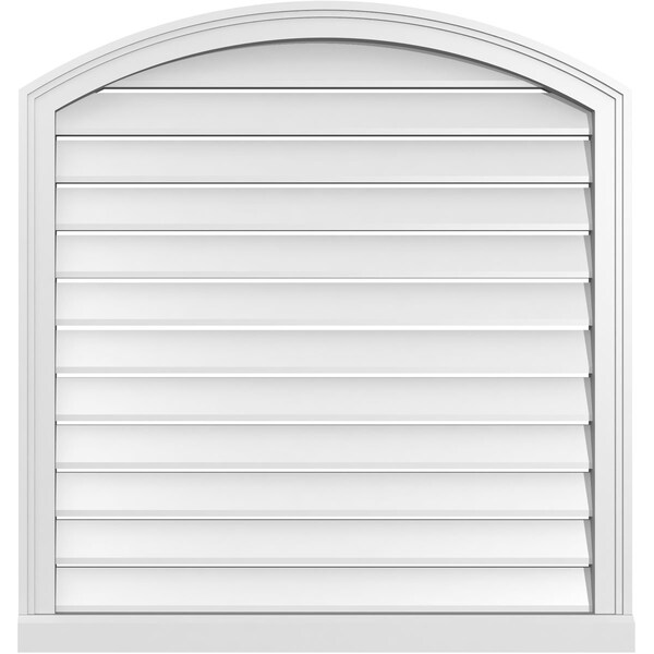 Ekena Millwork Arch Top Surface Mount PVC Gable Vent w/ 2"W x 2"P Brickmould Sill Frame, 34"W x 34"H - GVPAR34X3403SN