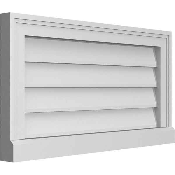 Ekena Millwork Vertical Surface Mount PVC Gable Vent w/ 2"W x 2"H , Brickmould Sill Frame, 26"W x 14"H - GVPVE26X1403SN
