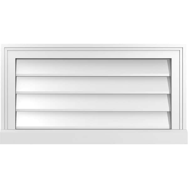 Ekena Millwork Vertical Surface Mount PVC Gable Vent w/ 2"W x 2"H , Brickmould Sill Frame, 26"W x 14"H - GVPVE26X1403SN