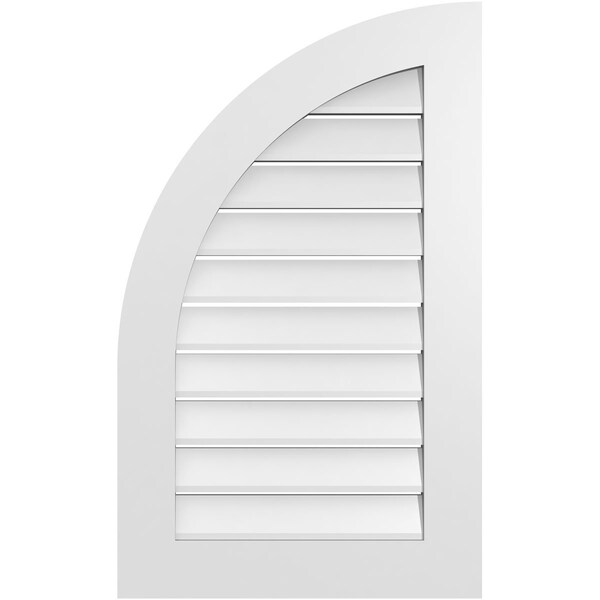 Ekena Millwork Quarter Round Top Left Surface Mount PVC Gable Vent w/ 3-1/2"W x 1"P Standard Frame, 22"W x 36"H - GVPQL22X3601SF