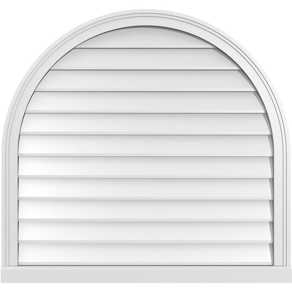 Ekena Millwork Round Top Surface Mount PVC Gable Vent w/ 2"W x 2"P Brickmould Sill Frame, 36"W x 34"H - GVPRT36X3403SN