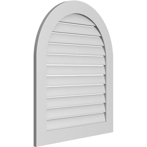 Ekena Millwork Round Top Surface Mount PVC Gable Vent: Functional, w/ 3-1/2"W x 1"P Standard Frame, 32"W x 38"H - GVPRT32X3801SF
