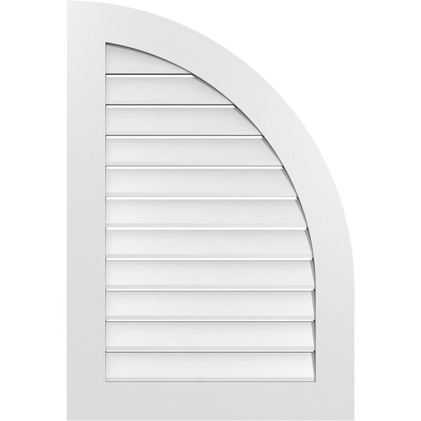 Ekena Millwork Quarter Round Top Right Surface Mount PVC Gable Vent w/ 3-1/2"W x 1"P Standard Frame, 26"W x 38"H - GVPQR26X3801SF