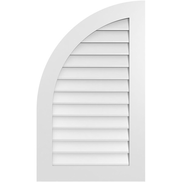Ekena Millwork Quarter Round Top Left Surface Mount PVC Gable Vent w/ 3-1/2"W x 1"P Standard Frame, 24"W x 40"H - GVPQL24X4001SN