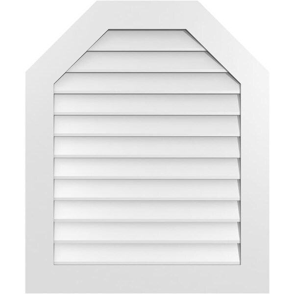 Ekena Millwork Octagonal Top Surface Mount PVC Gable Vent w/ 3-1/2"W x 1"P Standard Frame, 30"W x 36"H - GVPOT30X3601SN