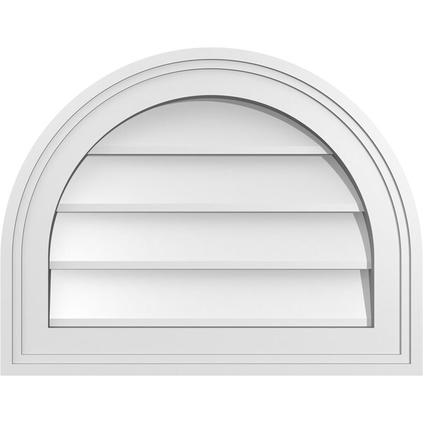 Ekena Millwork Round Top Surface Mount PVC Gable Vent w/ 2"W x 1-1/2"P Brickmould Frame, 18"W x 14"H - GVPRT18X1402SN