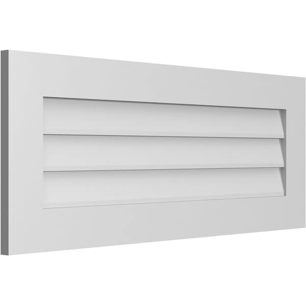 Ekena Millwork Vertical Surface Mount PVC Gable Vent: Non-Functional, w/3-1/2"W x 1"H, Standard Frame, 40"W x 16"H - GVPVE40X1601SN
