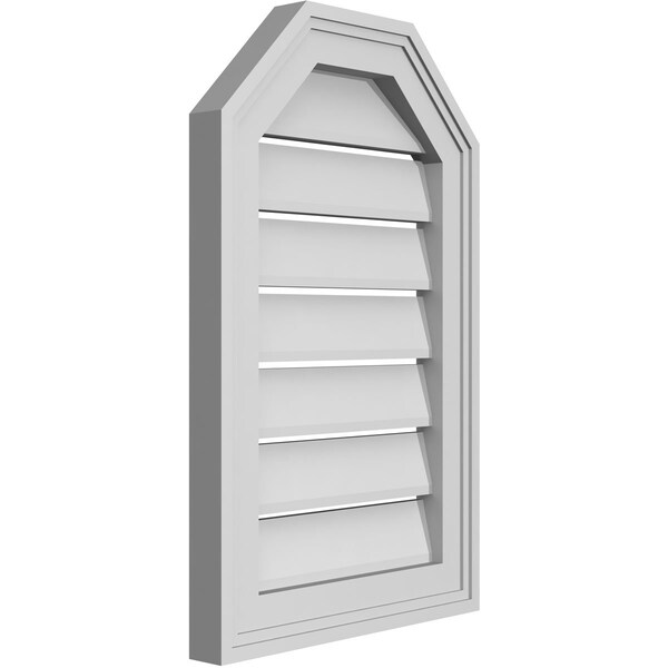 Ekena Millwork Octagonal Top Surface Mount PVC Gable Vent w/ 2"W x 1-1/2"P Brickmould Frame, 14"W x 22"H - GVPOT14X2202SF