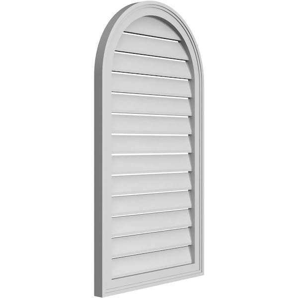 Ekena Millwork Round Top Surface Mount PVC Gable Vent: Functional, w/ 2"W x 1-1/2"P Brickmould Frame, 22"W x 40"H - GVPRT22X4002SF