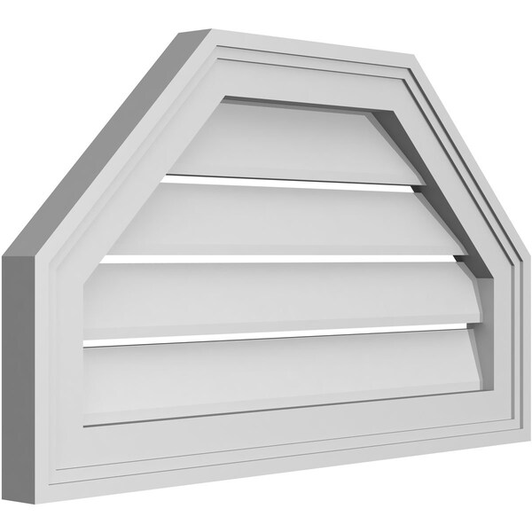 Ekena Millwork Octagonal Top Surface Mount PVC Gable Vent w/ 2"W x 1-1/2"P Brickmould Frame, 24"W x 14"H - GVPOT24X1402SF
