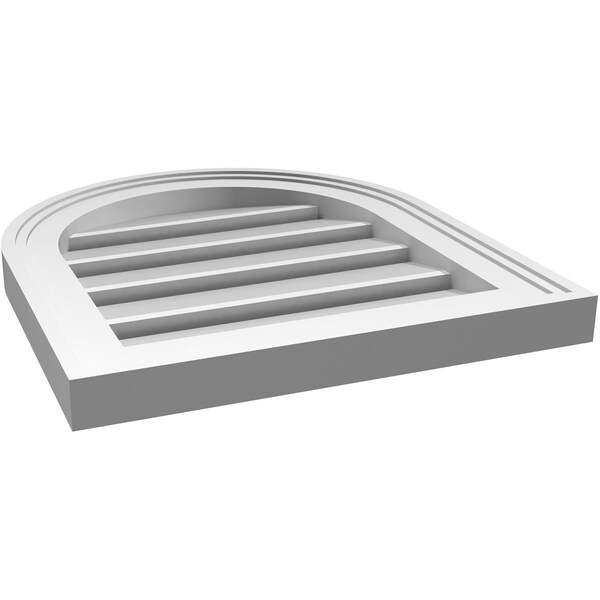 Ekena Millwork Round Top Surface Mount PVC Gable Vent: Functional, w/ 2"W x 1-1/2"P Brickmould Frame, 16"W x 18"H - GVPRT16X1802SF