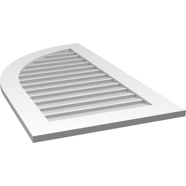 Ekena Millwork Quarter Round Top Left Surface Mount PVC Gable Vent w/ 3-1/2"W x 1"P Standard Frame, 24"W x 42"H - GVPQL24X4201SN