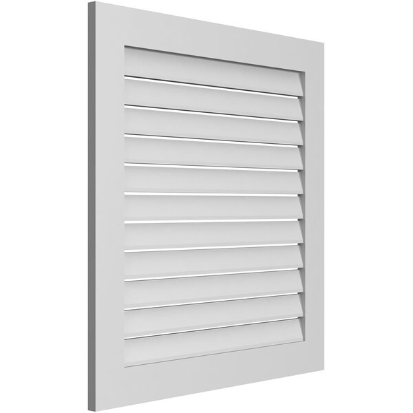 Ekena Millwork Vertical Surface Mount PVC Gable Vent: Functional, w/ 3-1/2"W x 1"P Standard Frame, 34"W x 36"H - GVPVE34X3601SF