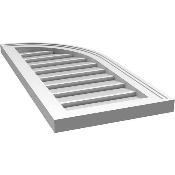 Ekena Millwork Quarter Round Top Right Surface Mount PVC Gable Vent w/ 2"W x 1-1/2"P Brickmould Frame, 14"W x 30"H - GVPQR14X3002SF