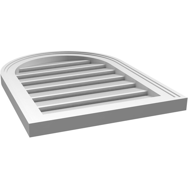 Ekena Millwork Round Top Surface Mount PVC Gable Vent: Functional, w/ 2"W x 1-1/2"P Brickmould Frame, 18"W x 24"H - GVPRT18X2402SF