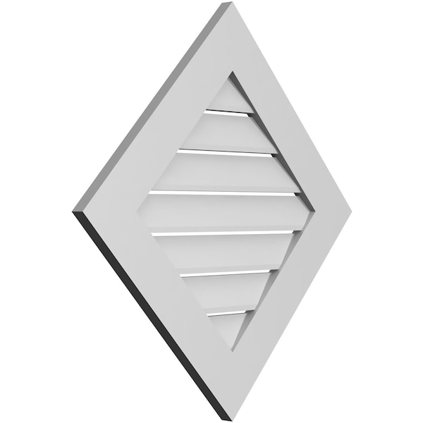 Ekena Millwork Diamond Surface Mount PVC Gable Vent: Non-Functional, w/ 3-1/2"W x 1"P Standard Frame, 28"W x 28"H - GVPDI28X2801SN