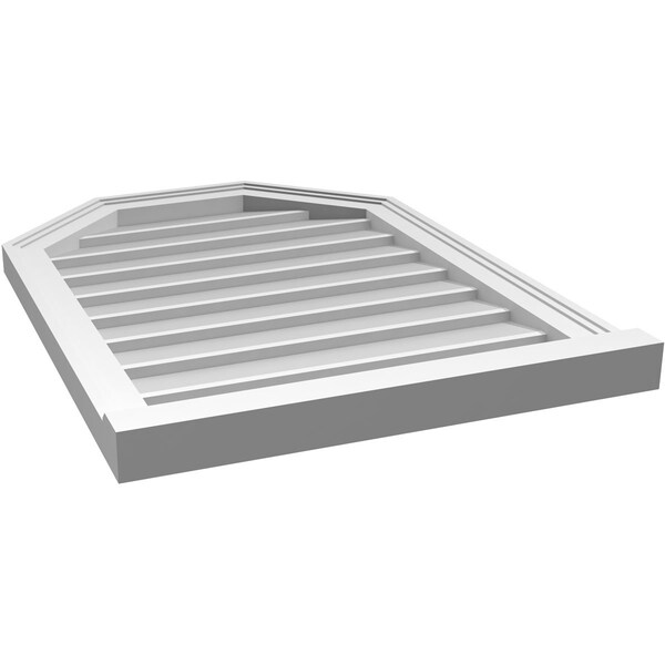 Ekena Millwork Octagonal Top Surface Mount PVC Gable Vent w/ 2"W x 2"P Brickmould Sill Frame, 22"W x 30"H - GVPOT22X3003SN