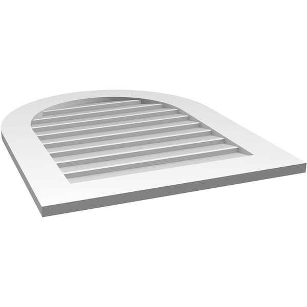 Ekena Millwork Round Top Surface Mount PVC Gable Vent: Non-Functional, w/ 3-1/2"W x 1"P Standard Frame, 26"W x 32"H - GVPRT26X3201SN