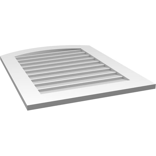 Ekena Millwork Arch Top Surface Mount PVC Gable Vent: Functional, w/ 3-1/2"W x 1"P Standard Frame, 26"W x 34"H - GVPAR26X3401SF