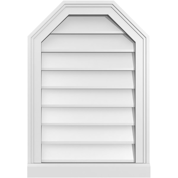 Ekena Millwork Octagonal Top Surface Mount PVC Gable Vent w/ 2"W x 2"P Brickmould Sill Frame, 18"W x 26"H - GVPOT18X2603SN