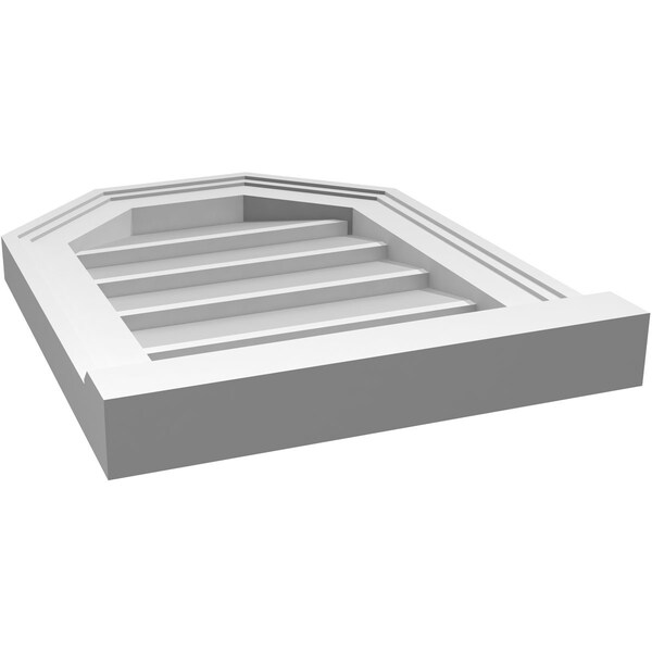 Ekena Millwork Octagonal Top Surface Mount PVC Gable Vent w/ 2"W x 2"P Brickmould Sill Frame, 14"W x 18"H - GVPOT14X1803SN