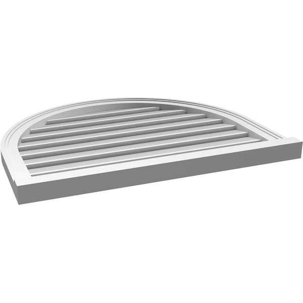 Ekena Millwork Round Top Surface Mount PVC Gable Vent: Functional, w/ 2"W x 2"P Brickmould Sill Frame, 32"W x 26"H - GVPRT32X2603SF