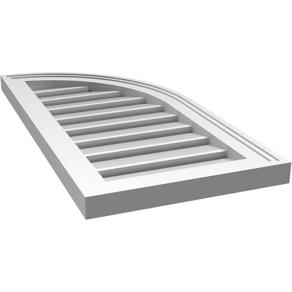 Ekena Millwork Quarter Round Top Right Surface Mount PVC Gable Vent w/ 2"W x 2"P Brickmould Sill Frame, 14"W x 28"H - GVPQR14X2803SF
