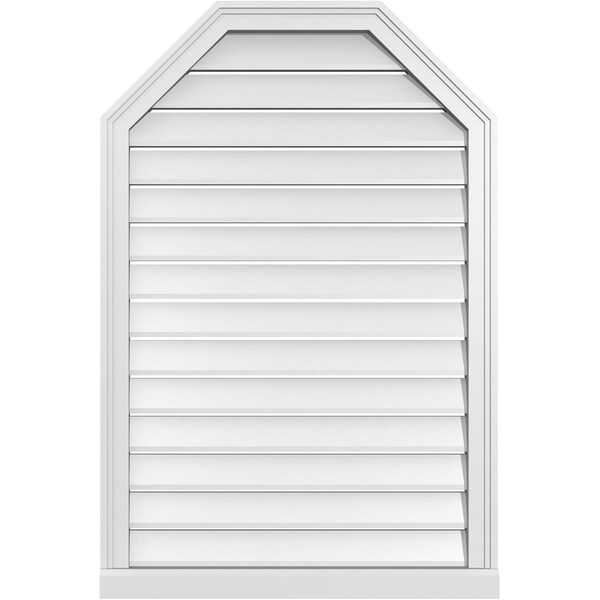 Ekena Millwork Octagonal Top Surface Mount PVC Gable Vent w/ 2"W x 2"P Brickmould Sill Frame, 28"W x 42"H - GVPOT28X4203SF