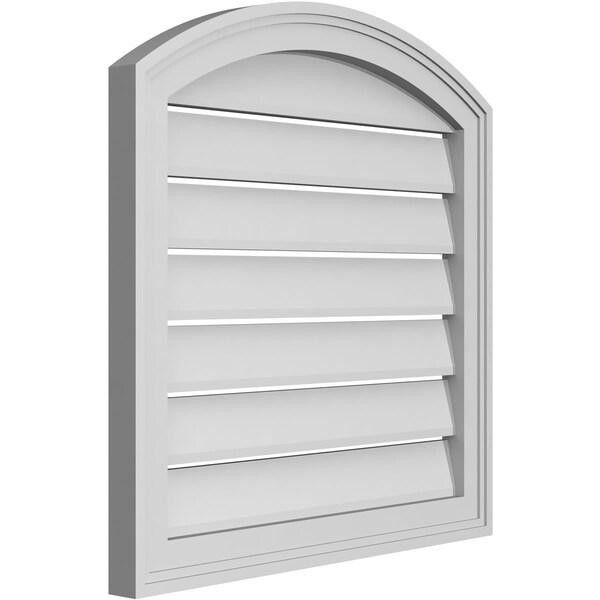 Ekena Millwork Arch Top Surface Mount PVC Gable Vent: Non-Functional, w/2"W x 1-1/2"P Brickmould Frame, 22"W x 42"H - GVPAR22X4202SN