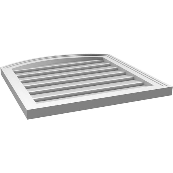 Ekena Millwork Arch Top Surface Mount PVC Gable Vent: Non-Functional, w/2"W x 1-1/2"P Brickmould Frame, 22"W x 42"H - GVPAR22X4202SN