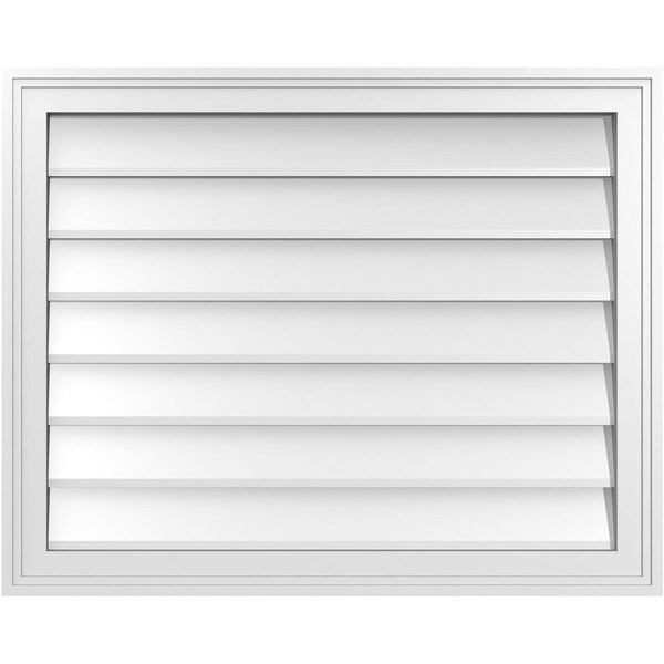 Ekena Millwork Vertical Surface Mount PVC Gable Vnt: Non-Functional, w/2"W x 1-1/2"H, Brickmould Frame, 30"W x 24"H - GVPVE30X2402SN