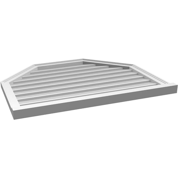 Ekena Millwork Octagonal Top Surface Mount PVC Gable Vent w/ 2"W x 2"P Brickmould Sill Frame, 38"W x 30"H - GVPOT38X3003SN