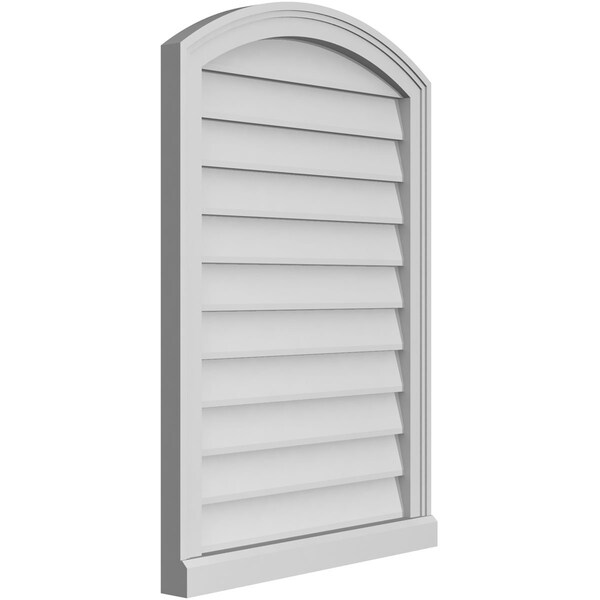 Ekena Millwork Arch Top Surface Mount PVC Gable Vent: Functional, w/ 2"W x 2"P Brickmould Sill Frame, 24"W x 34"H - GVPAR24X3403SF