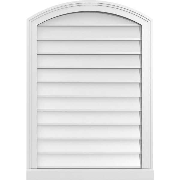 Ekena Millwork Arch Top Surface Mount PVC Gable Vent: Functional, w/ 2"W x 2"P Brickmould Sill Frame, 24"W x 34"H - GVPAR24X3403SF