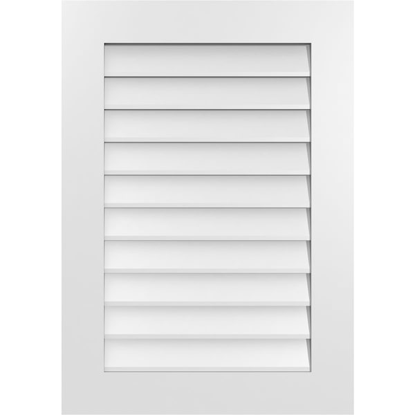 Ekena Millwork Vertical Surface Mount PVC Gable Vent: Non-Functional, w/ 3-1/2"W x 1"P Standard Frame, 24"W x 34"H - GVPVE24X3401SN