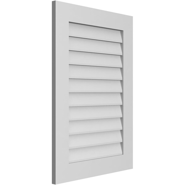 Ekena Millwork Vertical Surface Mount PVC Gable Vent: Non-Functional, w/ 3-1/2"W x 1"P Standard Frame, 24"W x 34"H - GVPVE24X3401SN