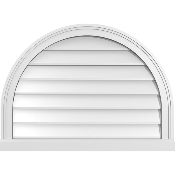 Ekena Millwork Round Top Surface Mount PVC Gable Vent w/ 2"W x 2"P Brickmould Sill Frame, 30"W x 22"H - GVPRT30X2203SN