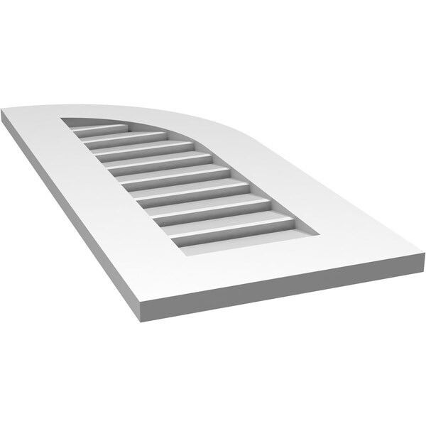 Ekena Millwork Quarter Round Top Right Surface Mount PVC Gable Vent w/ 3-1/2"W x 1"P Standard Frame, 14"W x 32"H - GVPQR14X3201SF
