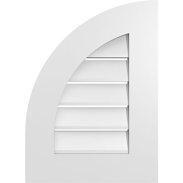 Ekena Millwork Quarter Round Top Left Surface Mount PVC Gable Vent w/ 3-1/2"W x 1"P Standard Frame, 16"W x 22"H - GVPQL16X2201SF