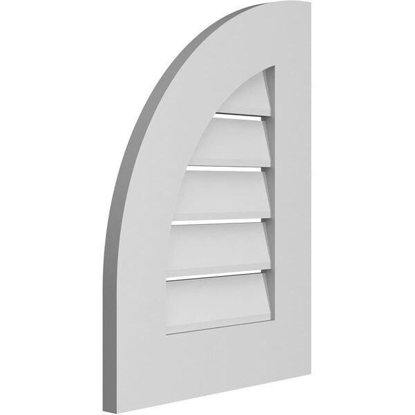 Ekena Millwork Quarter Round Top Left Surface Mount PVC Gable Vent w/ 3-1/2"W x 1"P Standard Frame, 16"W x 22"H - GVPQL16X2201SF