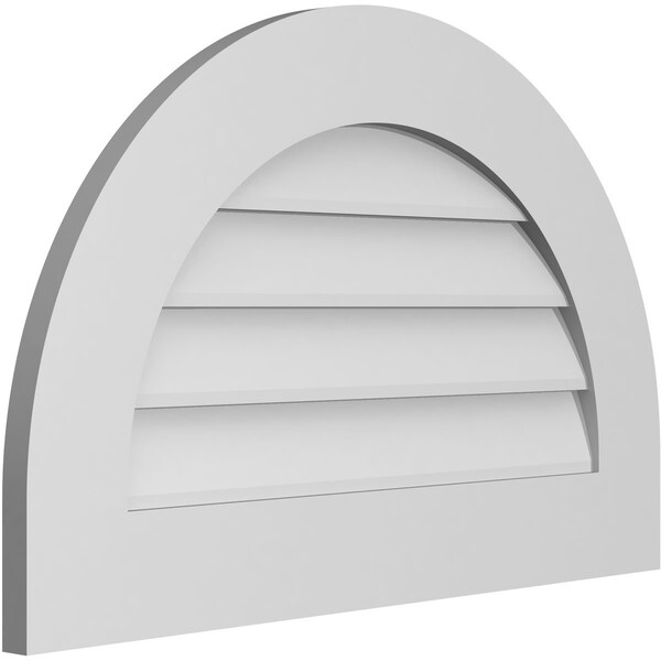 Ekena Millwork Round Top Surface Mount PVC Gable Vent: Non-Functional, w/ 3-1/2"W x 1"P Standard Frame, 28"W x 18"H - GVPRT28X1801SN