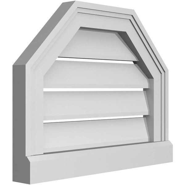 Ekena Millwork Octagonal Top Surface Mount PVC Gable Vent w/ 2"W x 2"P Brickmould Sill Frame, 18"W x 14"H - GVPOT18X1403SF