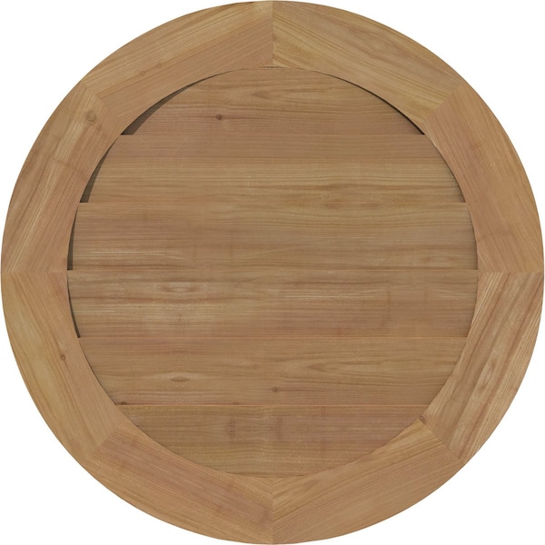 Ekena Millwork Round Gable Vent Non-Functional, Western Red Cedar Gable Vent w/ Decorative Face Frame, 18"W x 18"H - GVWRO18X1802SDUWR
