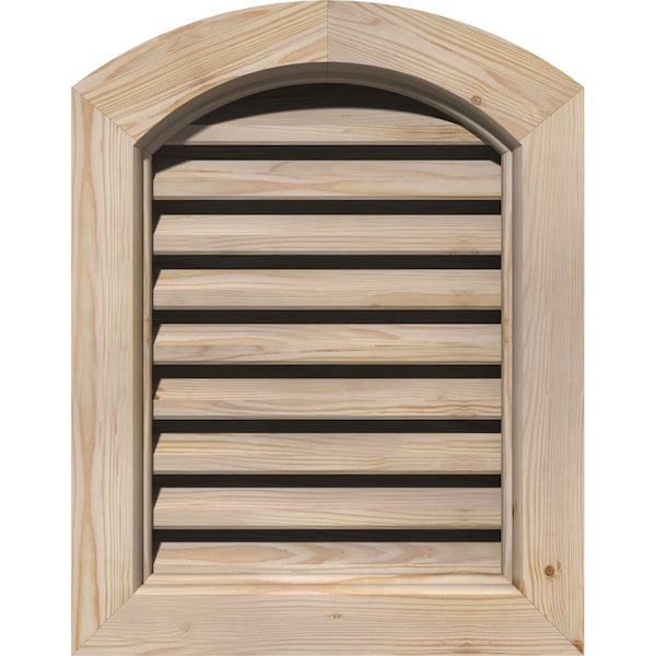Ekena Millwork Arch Top Gable Vent Primed, Functional, Pine Gable Vent w/ Brick Mould Face Frame, 18"W x 36"H - GVWAR18X3600SFPPI