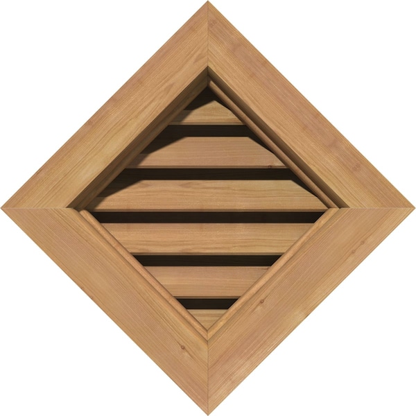 Ekena Millwork Diamond Gable Vent Functional, Western Red Cedar Gable Vent w/ Brick Mould Face Frame, 20"W x 20"H - GVWDI20X2000SFUWR