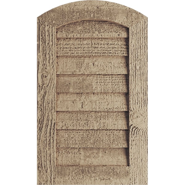 Ekena Millwork Timberthane Rough Sawn Arch Top Faux Wood Non-Functional Gable Vent, Primed Tan, 24"W x 30"H - GVURAR24X30DRSPR